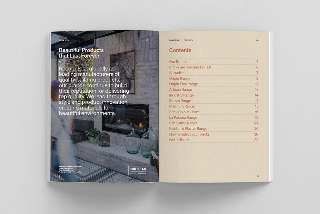 Brickworks range book contents page